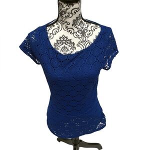Banana Republic Royal Blue Crochet Blouse